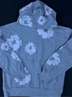 Gray denim tear hoodie